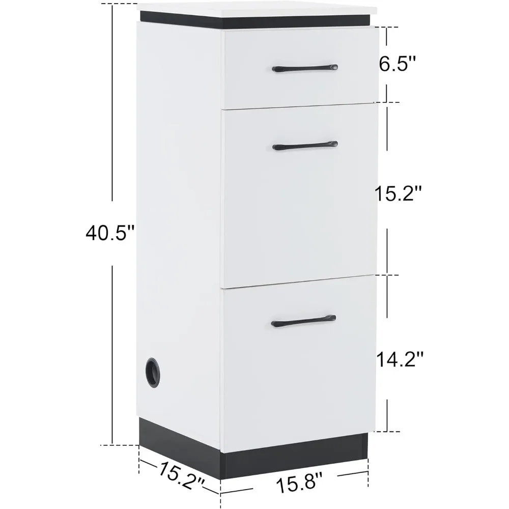 Storage Cabinet for Barber Salon, Organizer with Tool Drawers for Hair Styling, Multi-Use Beauty Equipment, 2002 (White)
