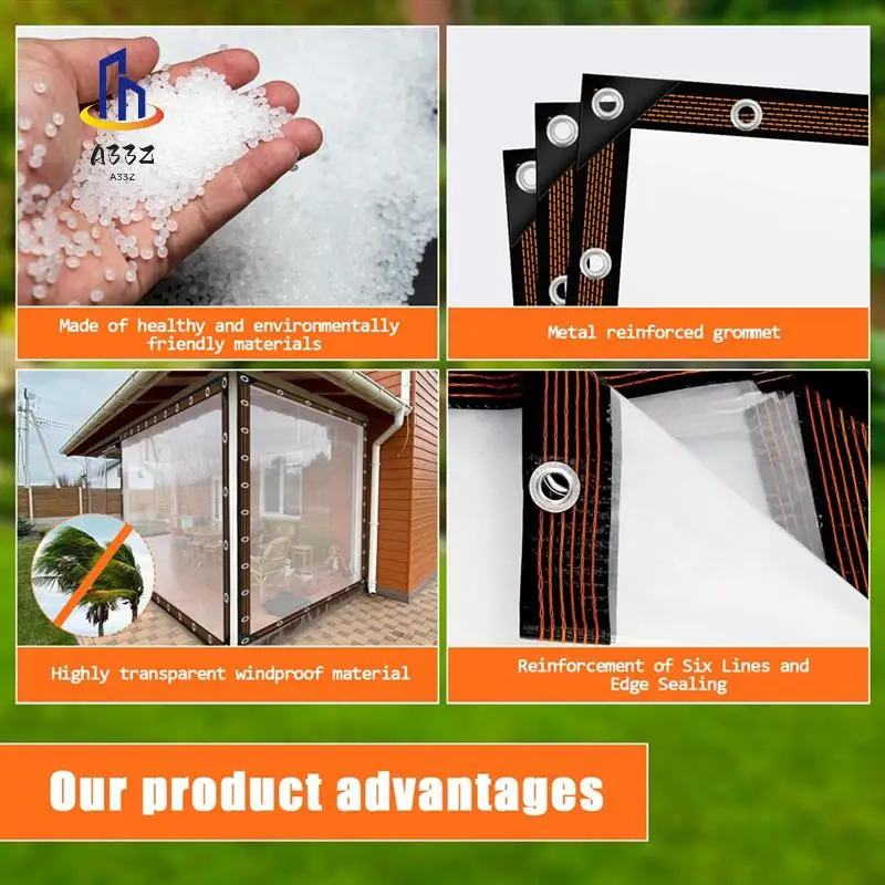 

A33Z-6.6X13 FT Clear Waterproof Tarps Heavy Duty Outdoor Garden Rainproof Covering,Clear Vinyl Tarp With Grommets