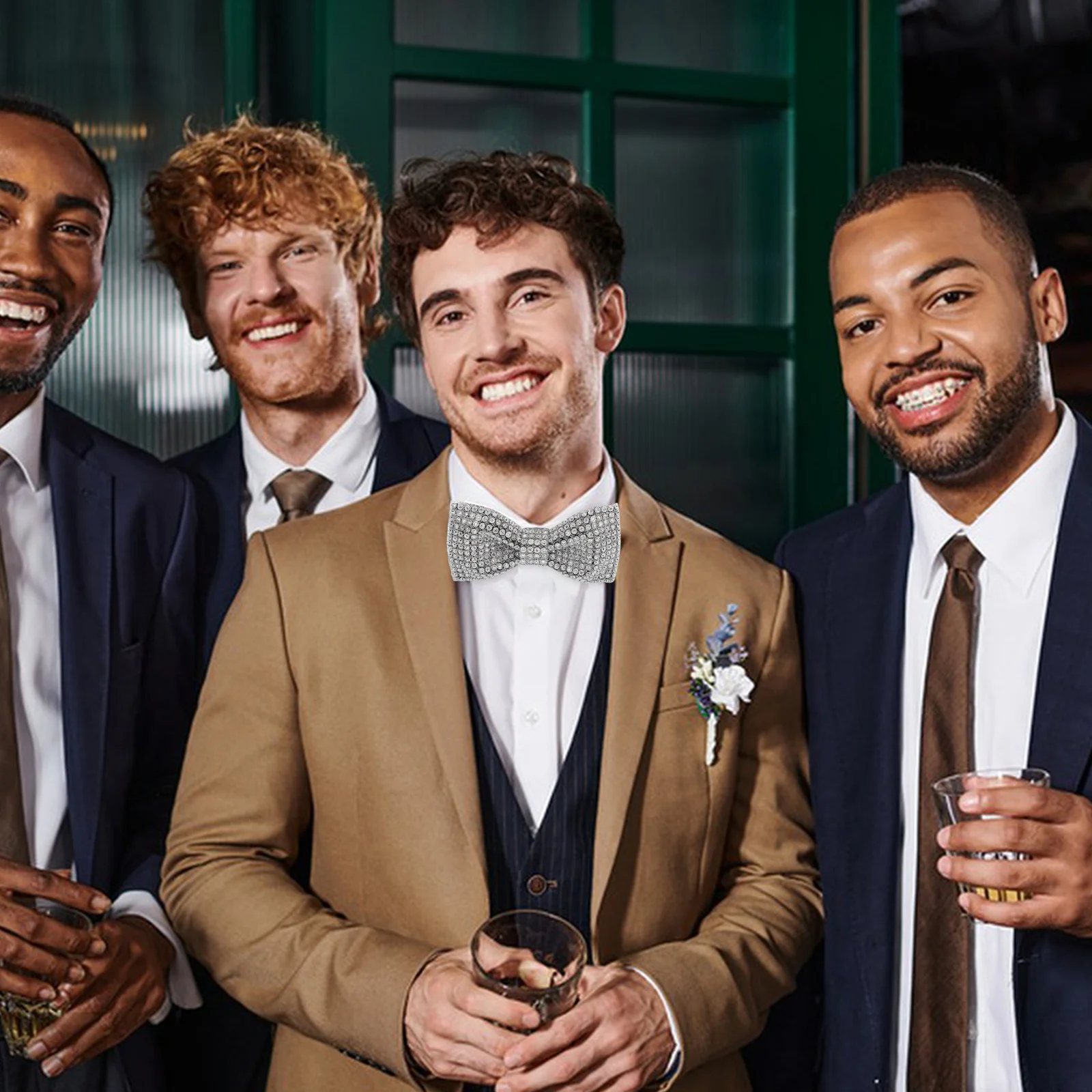 

Rhinestone Bow Tie Sequin Mens Ties Diamond Sparkly Pre tied Bows Banquet Wedding Groom Rhinestones Glitter