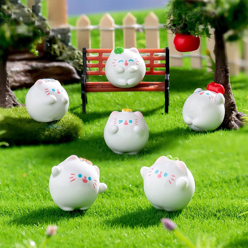 6PCS Creative Cute Cute Cute Tuanzi Little Cat Decorations Baby House DIY Desktop Workstation Car Interior Small Ornaments