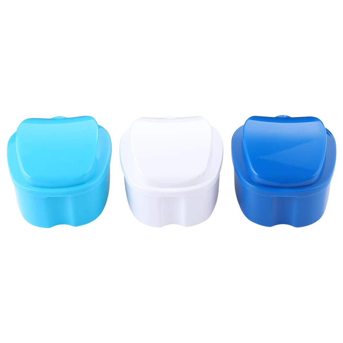 3 Pcs Hinges Box Dental Container Plastic Case Blue Storage False Teeth Travel