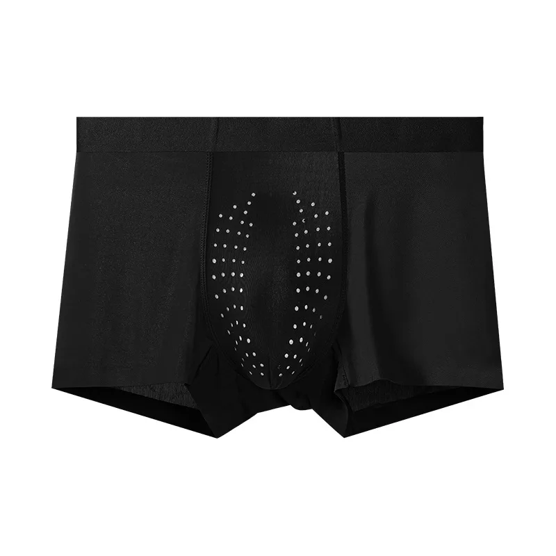 

Men Boxer Shorts Solid Ice Silk Underwear Man Breathable Mesh U Convex Pouch Underpants Calzoncillo Plus Size Panties Ropa L-4XL