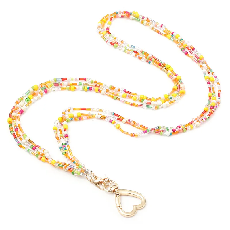 KURSHUNI Fashion Colorful Seed Beads Lanyard With Waterproof Badge ID Card Holders For Women Employee Nurses Students Keychian