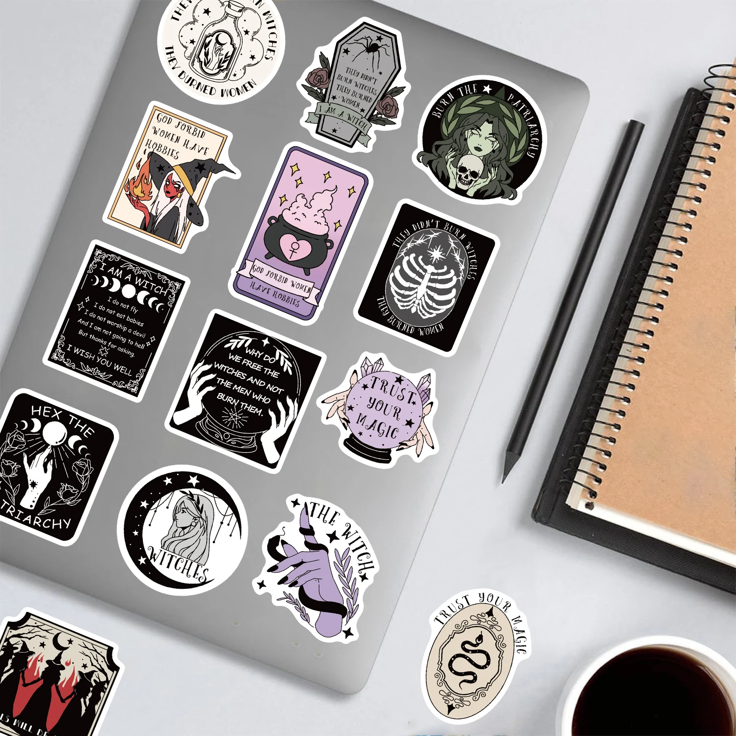 50PCS Witchy Feminist Sticker Nostalgia Coffee Bar Home Phone Scrapbook Supplies Phone Home Scrapbook Modern Sticker