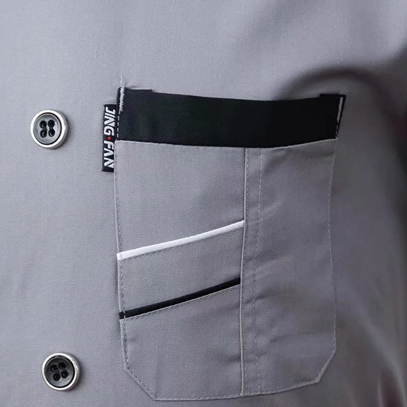 1 pièces logo personnalisé Chef veste restauration restauration Restaurant Chef vestes à manches courtes unisexe chemise conception gratuite taille M-4XL