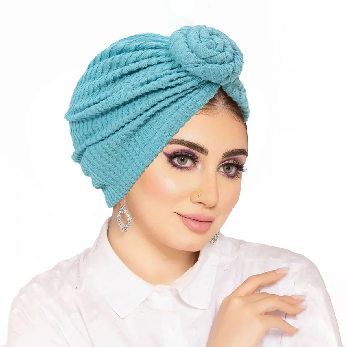 

New Knotted Turban Indian Hat Women Headscarf Muslim Hijab Beanies Bonnet Cancer Chemo Cap Hair Loss Head Wrap Turbante Mujer