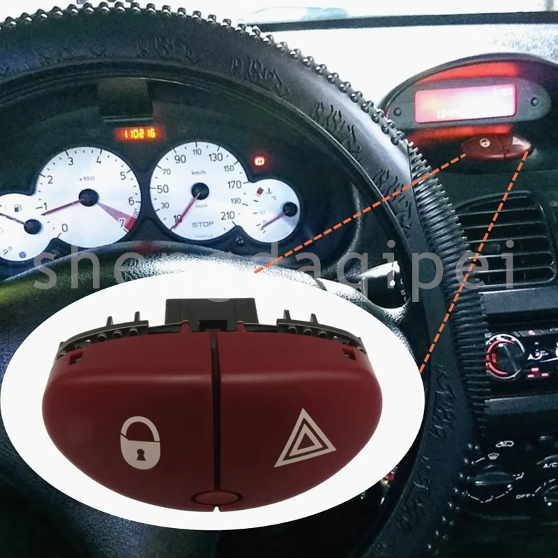 

6554L0 96403778JK For Peugeot 206 207 Citroen C2 Hazard Warning Flasher Switch,Dangerous Light Switch Button,Door lock switch