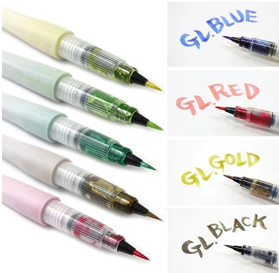 Kuretake ZIG Wink of Stella Brush II، أقلام لامعة ومتألقة، بريق ناعم للخط، صناعة البطاقات، الحرف اليدوية، فن الحروف
