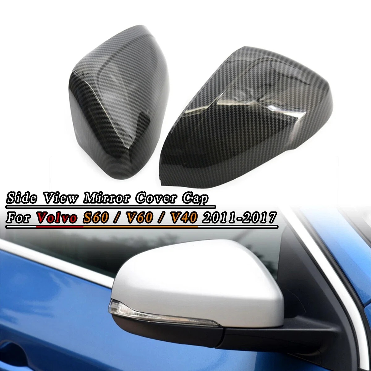 

2XУглеродная крышка зеркала, сменный стиль, карбоновая крышка зеркала заднего вида, колпачки 31402636, 31402628 для Volvo V40 V60 S60 12-19