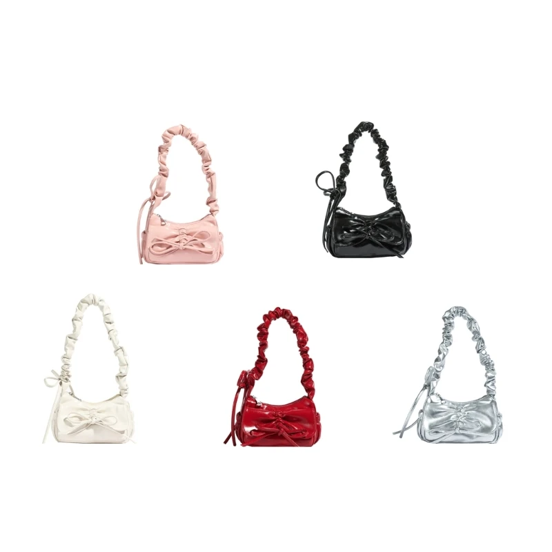 

Sophisticated Soft Leather Satchel With Bows Details Crossbody Purse Shoulder Bag For Everyday Essential