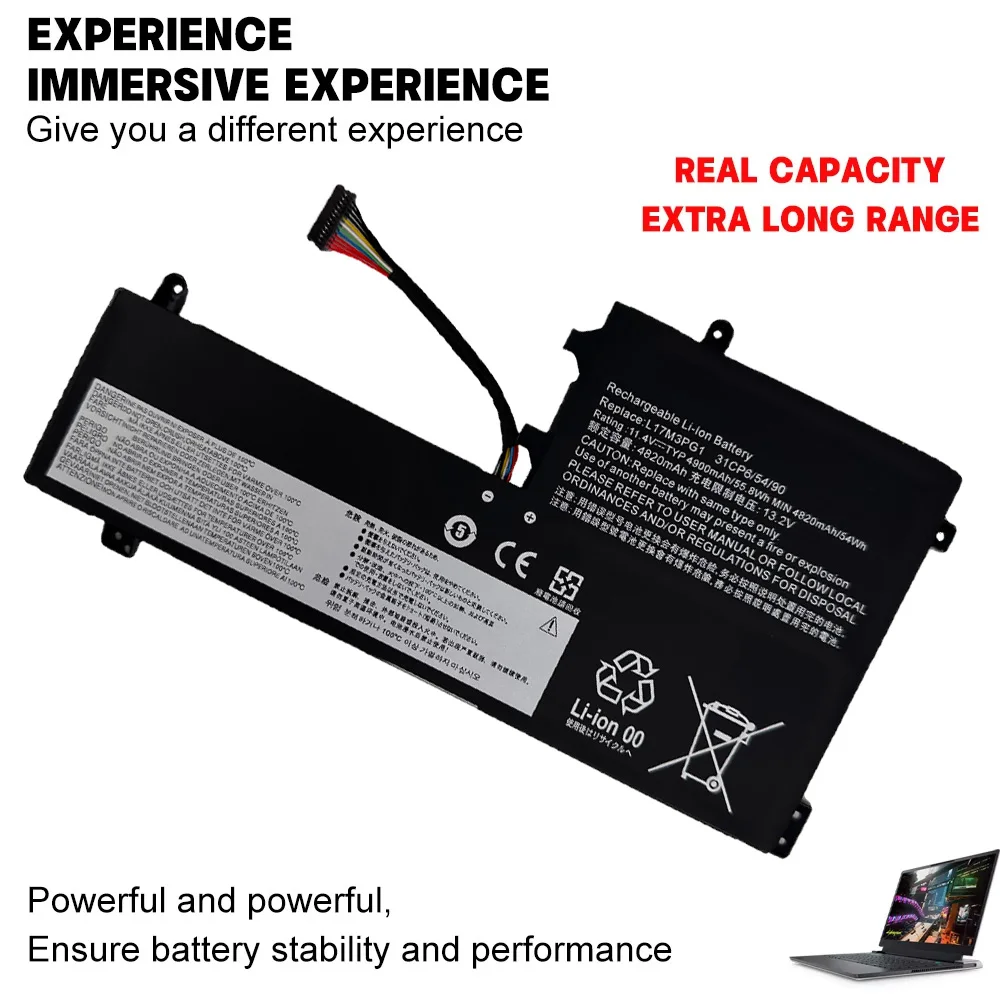 L17M3PG1 L17M3PG3 L17C3PG1 L17M3PG2 L17C3PG2 11.4V 55.8Wh 4900mAh Battery for Lenovo Legion Y530-15ICH Y545-PG0 Y540-17IRH/15IRH