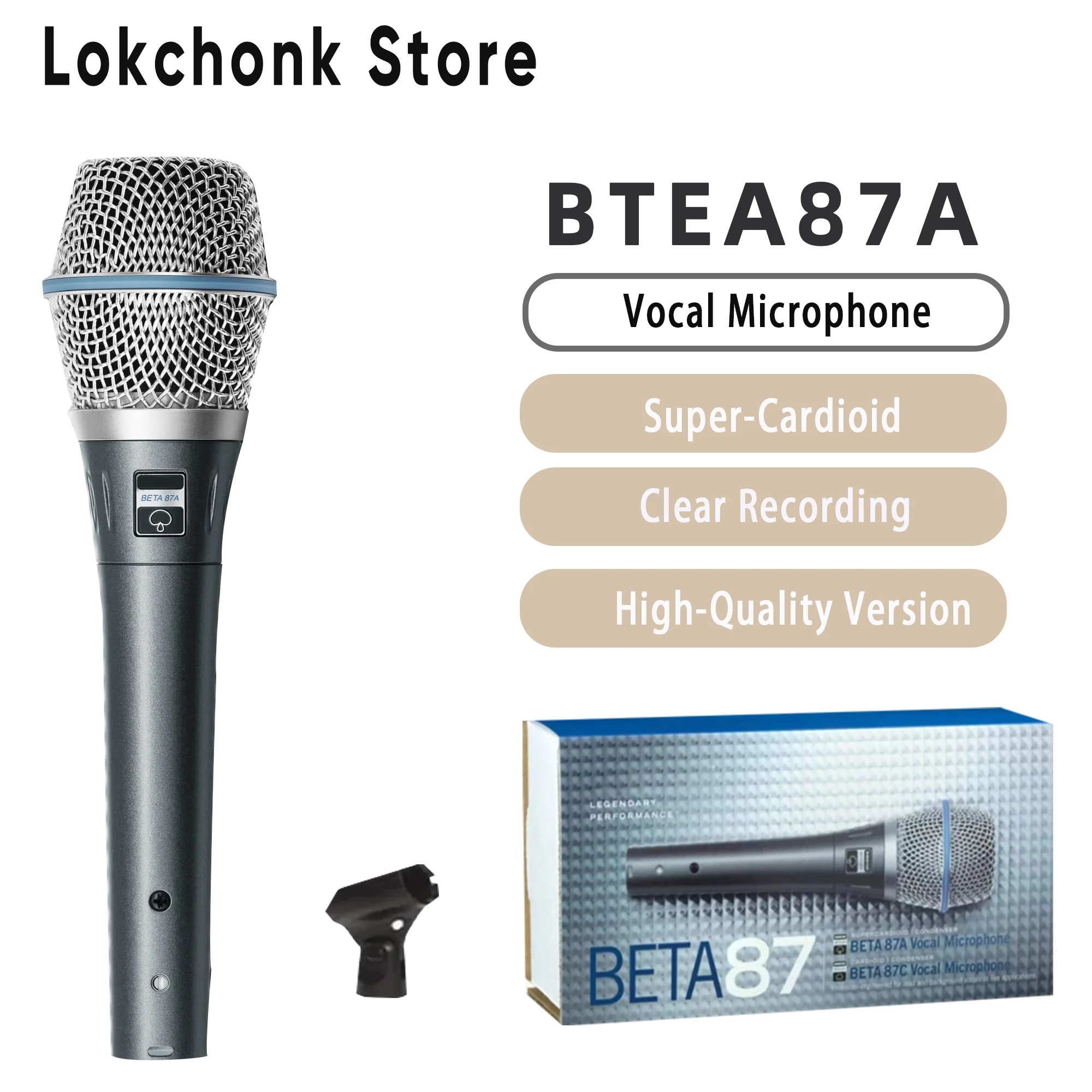 BETA 87A Supercardioid Dynamic Microphone For Stage Singing Professional Wired Microphone for Karaoke BBOX Recording Vocal