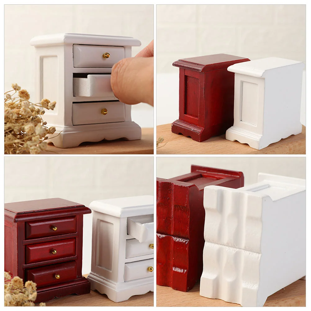 Furniture Dollhouse Chest of Drawers Toys Bedside Table Model Micro Cabinet Mini