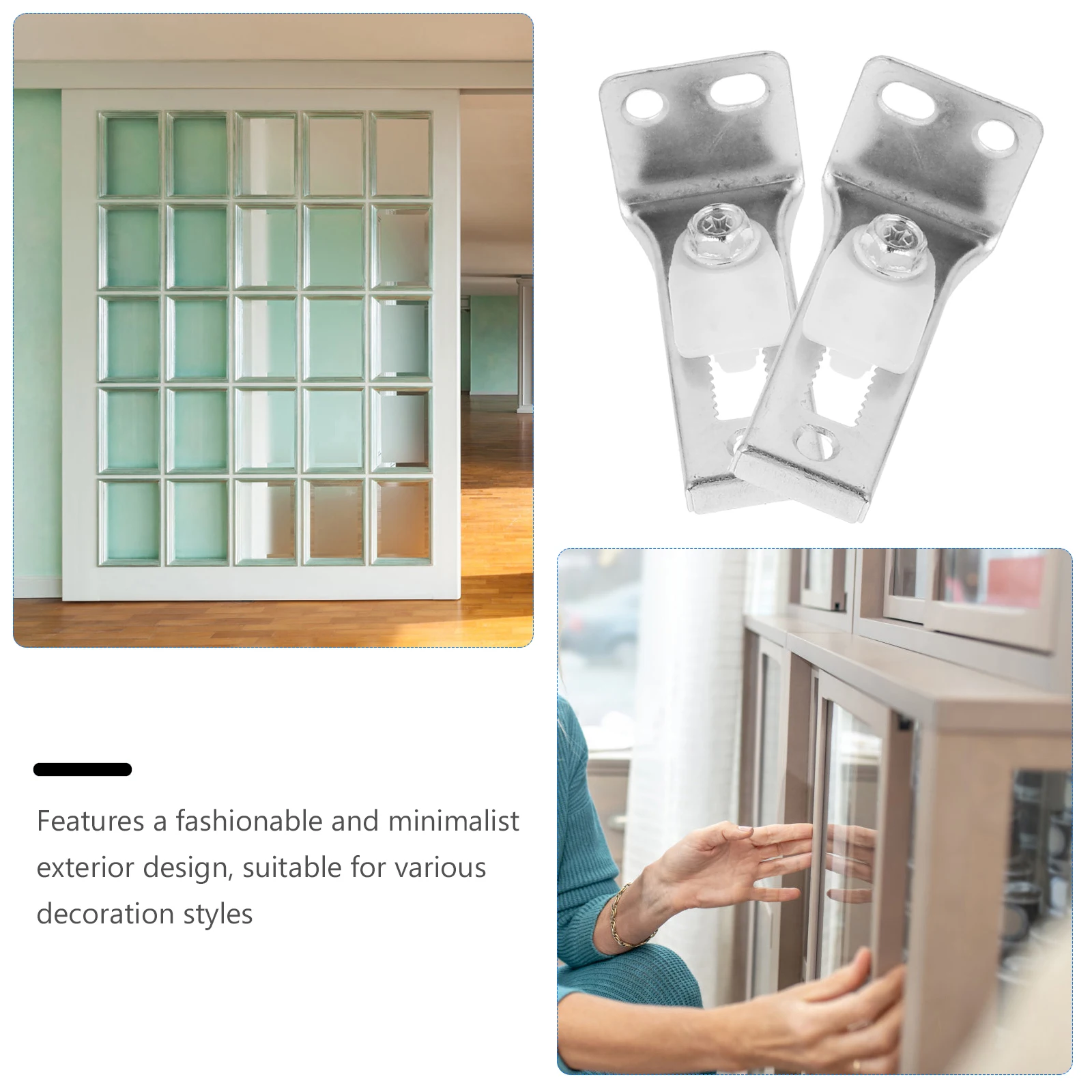 

2 Sets Sliding Door Hardware Closet Bifold Stainless Steel Track Barn Door Pivot Folding Replacement Roller