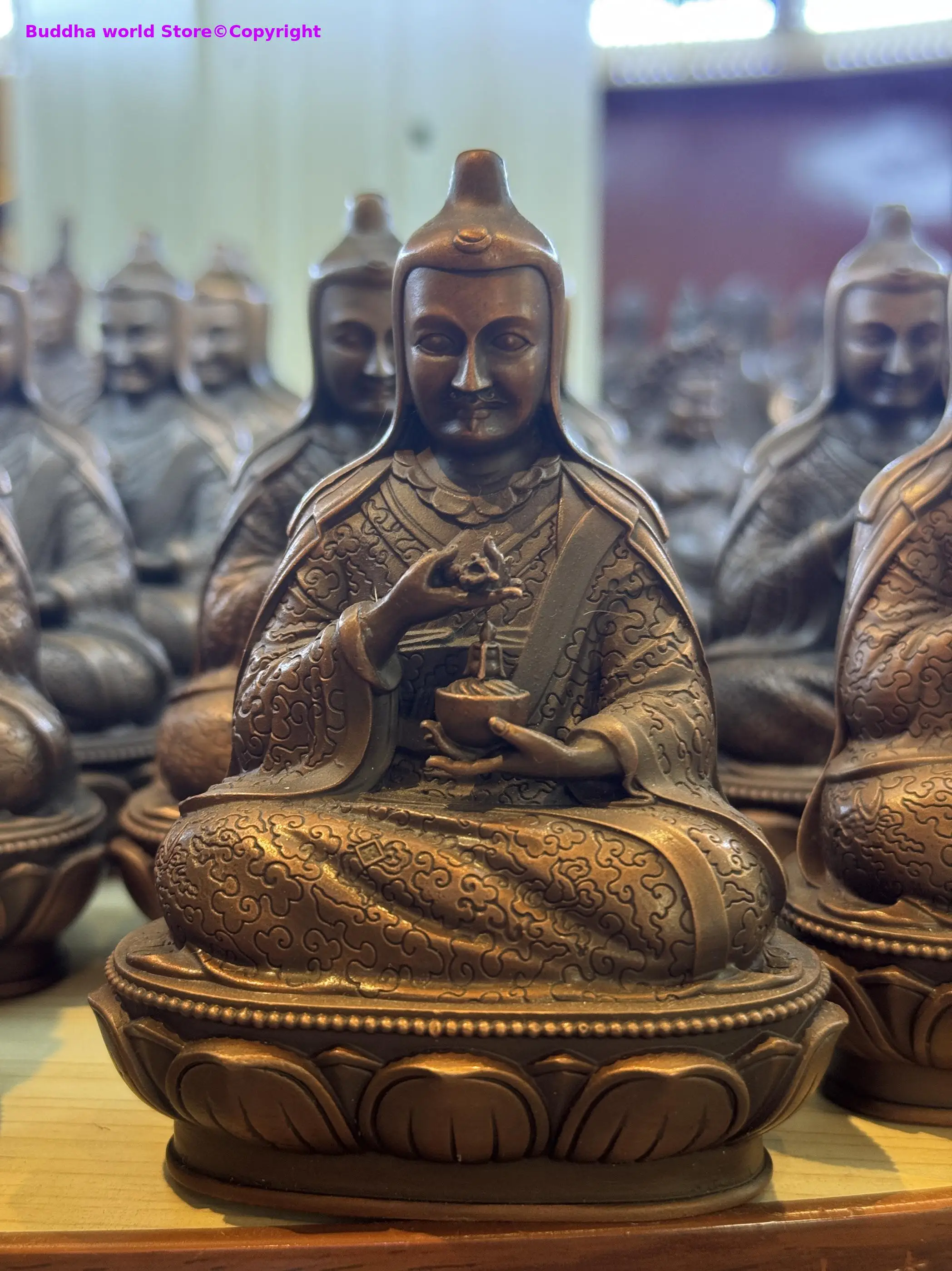 Exclusive Holy land DA LE Rinpoche HAI SHENG figure Handmade copper statue Buddhist lama monk worship offering small buddha