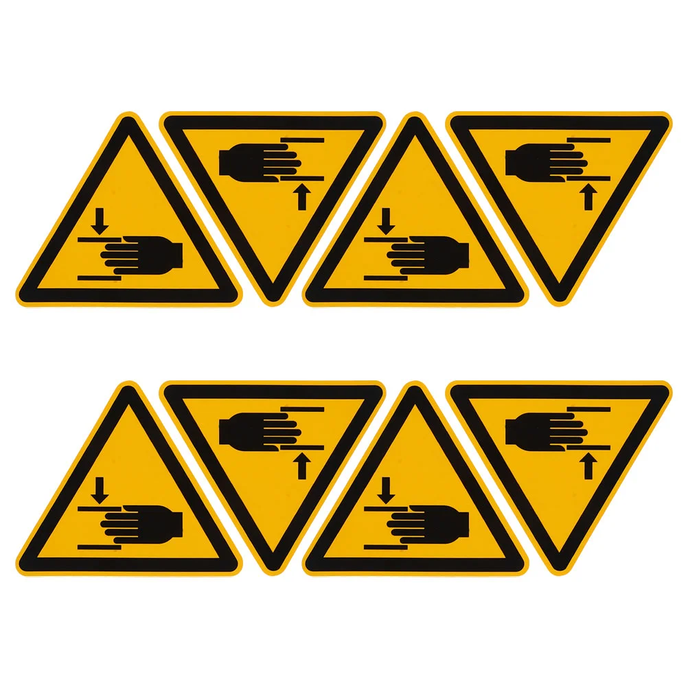 8 PCS Safety Warning Labels Sticker Adhesive Stickers Hand Machinery Self-adhesive Vinyl Accessory Decals Crushing Sign