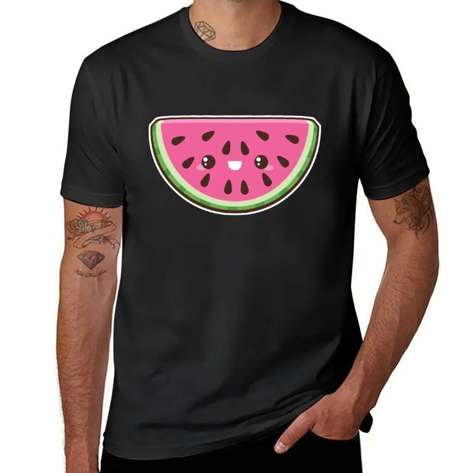 

Kawaii Watermelon Slice T-Shirt plus sizes customs design your own oversized graphic tee plain black t shirts men