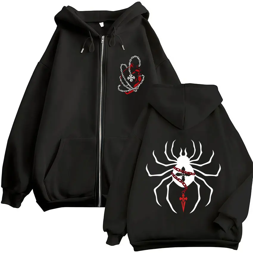 Anime Hunter X Hunter Spider Kurapika Reißverschluss-Hoodies für Herren und Damen, modische, lässige Kapuzen-Sweatshirts mit Reißverschluss, Jacken, Mäntel – Detail 2