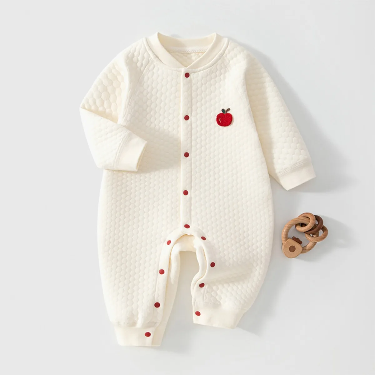 Autumn Winter Baby Romper Soft Cotton Quilted Thermal Onesie with Embroidered  Patch Thickened Toddler Boys Girls Jumpsuit 0-24M