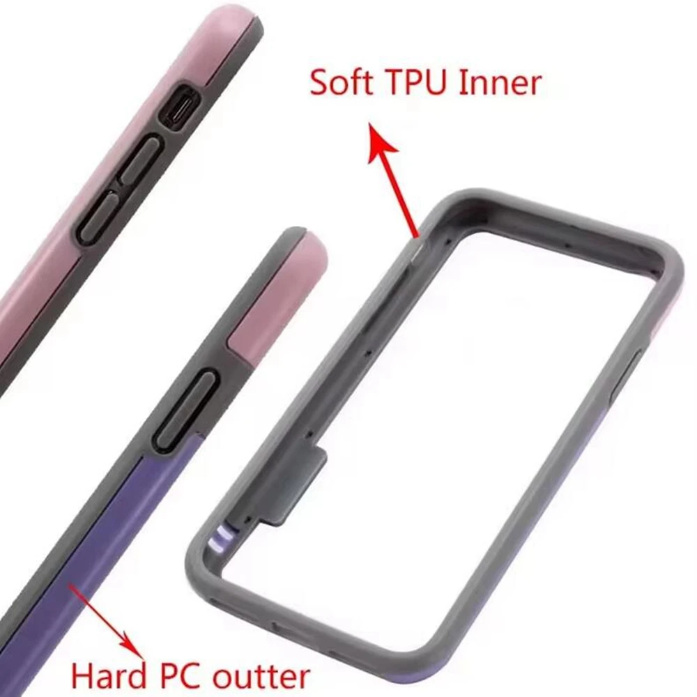 Bumper Case For iPhone 16 15 14 13 12 Mini 11 Pro Max 15 Plus X XS Max XR Dual Color Bumper Border Soft tpu + PC Case Cover Skin