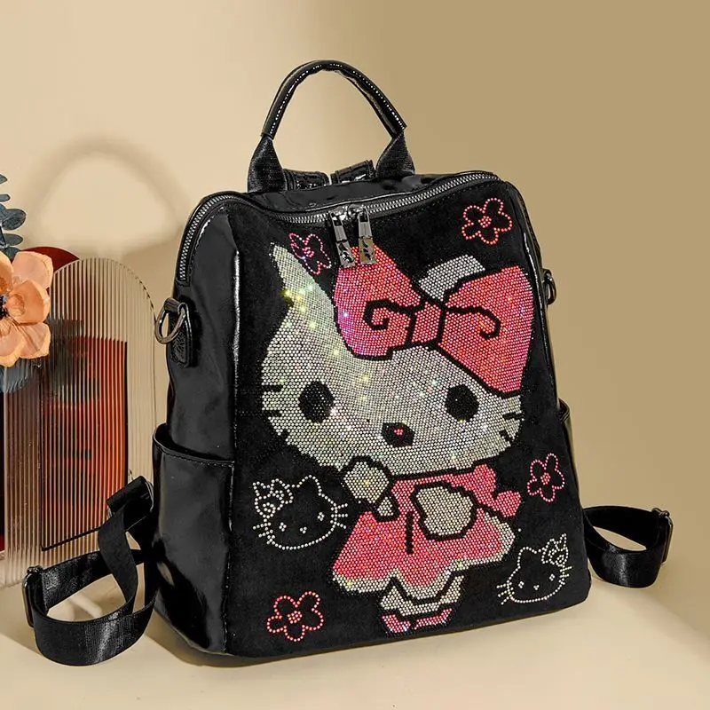 

Sanrio Hello Kitty PU Leather Cute Cartoon Backpack Cool Girl New Versatile fashion Shoulder Bag Korean Version Casual Backpack