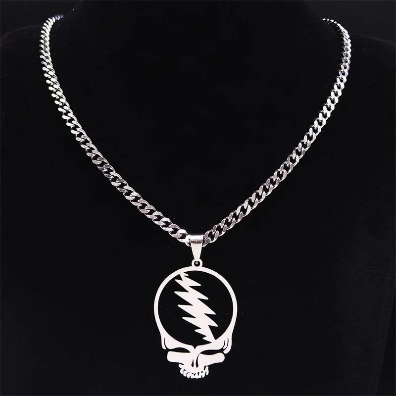 Skull Stainless Steel Chain Necklaces Silver Color Statement Necklace Jewelry collar acero inoxidable N4206S06