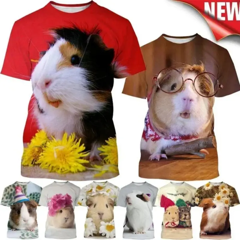 Summer Animal Guinea Pig 3D Printing T Shirt Unisex Casual Male and Female Short-sleeved Printed Round Neck T-shirt