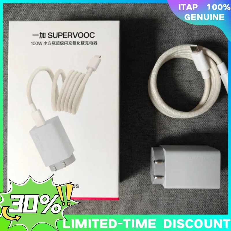 

OnePlus 100W GaN Charger Type-C Super Flash Charge Portable Charger with Braided Magnetic Cable Mobile Phone Charger for OnePlus