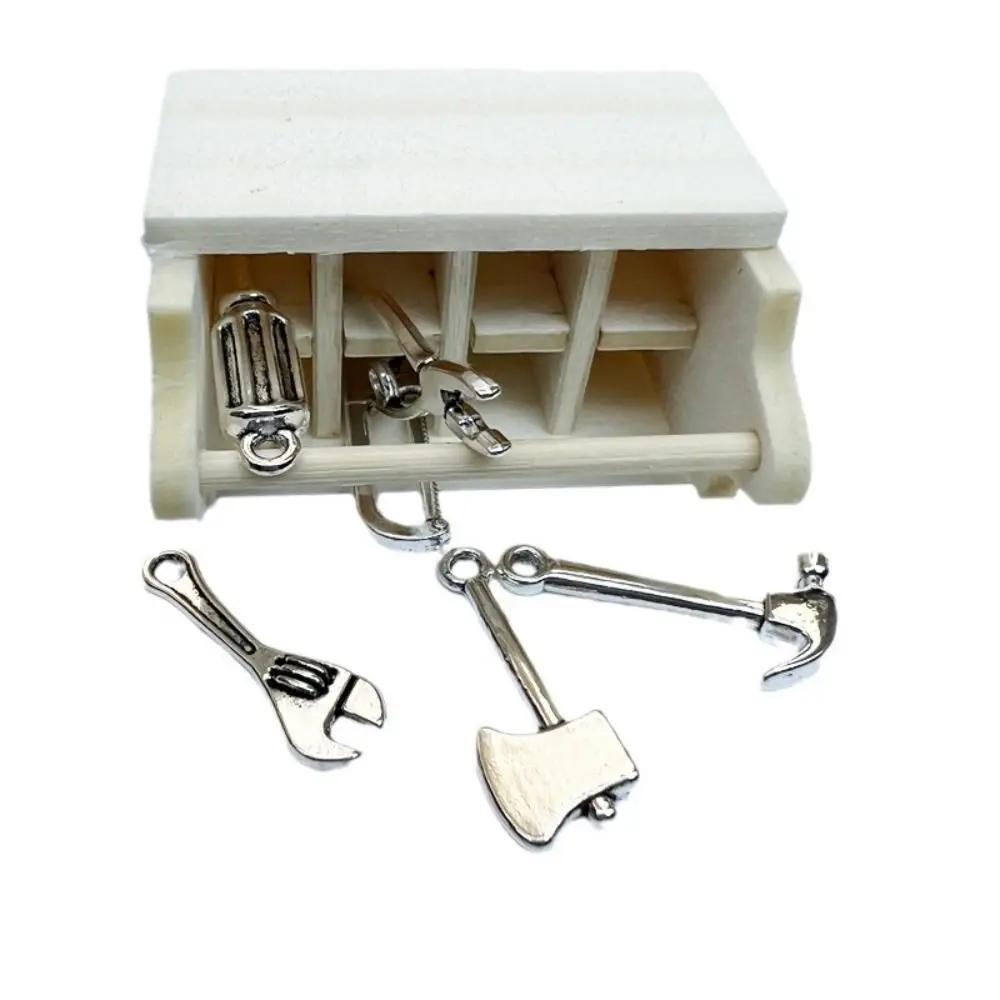 Grappige houten 1:12 poppenhuis mini gereedschapskist DIY pop meubelaccessoires speelgoed cadeau kinderen