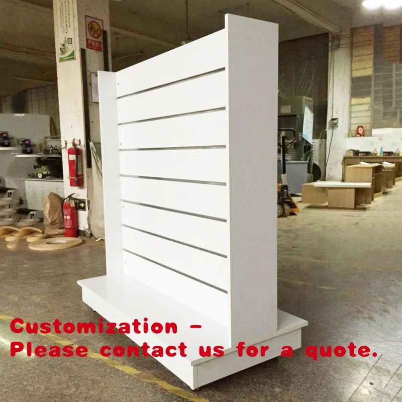 Customize.KEWAY Custom Factory OEM Modern H Shape Put Hook Mdf Double Side Slatwall Display Gondola Shelf