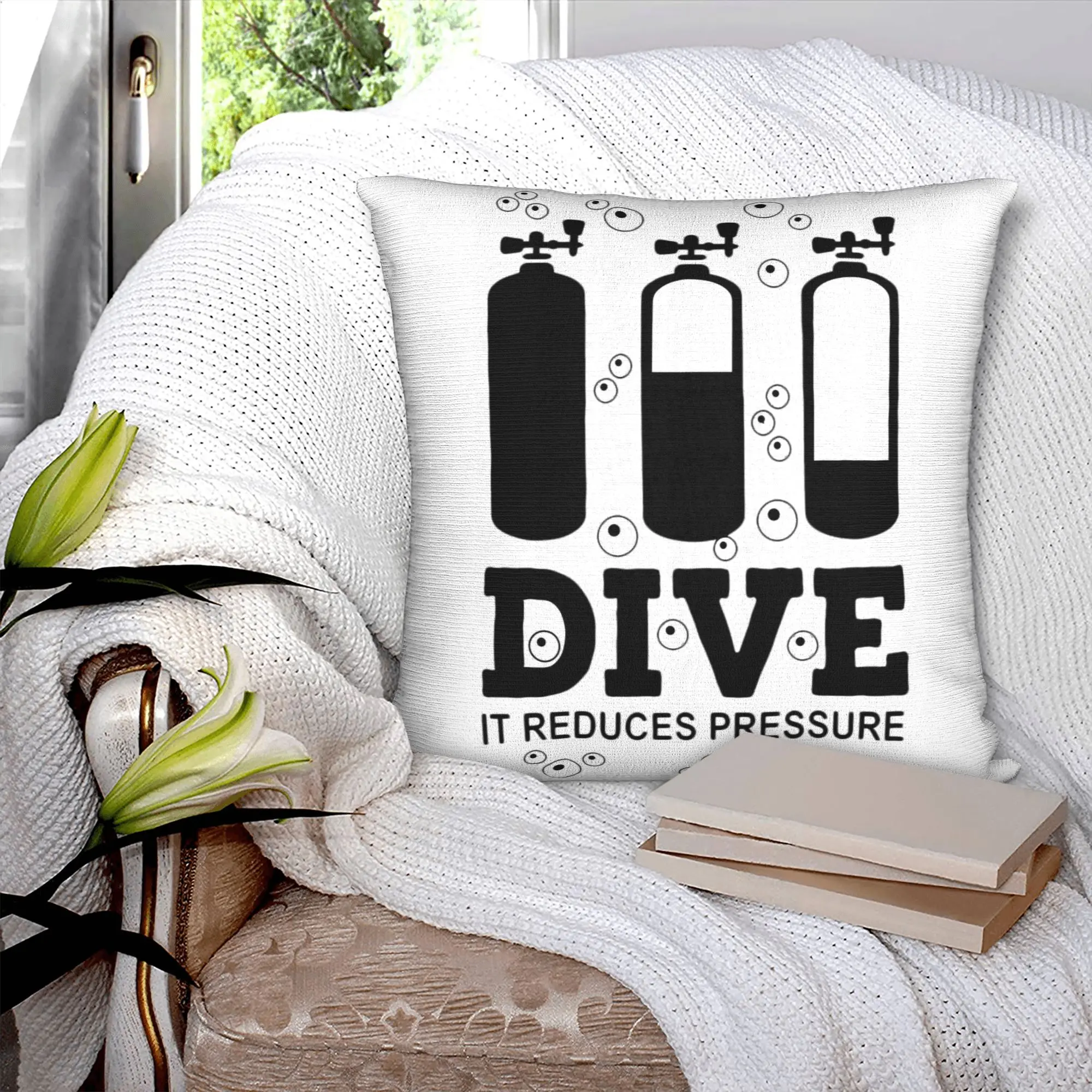 Scuba Diving Luxury Pillow Cover Decoration Dive Diver Quote Cushion