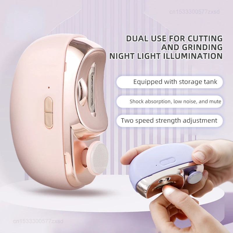 Xiaomi 2in1 Electric Nail Clipper Automatic Nail Scissors Polishing Trimmers Manicure with Light Children Adult Care Nail Cutter