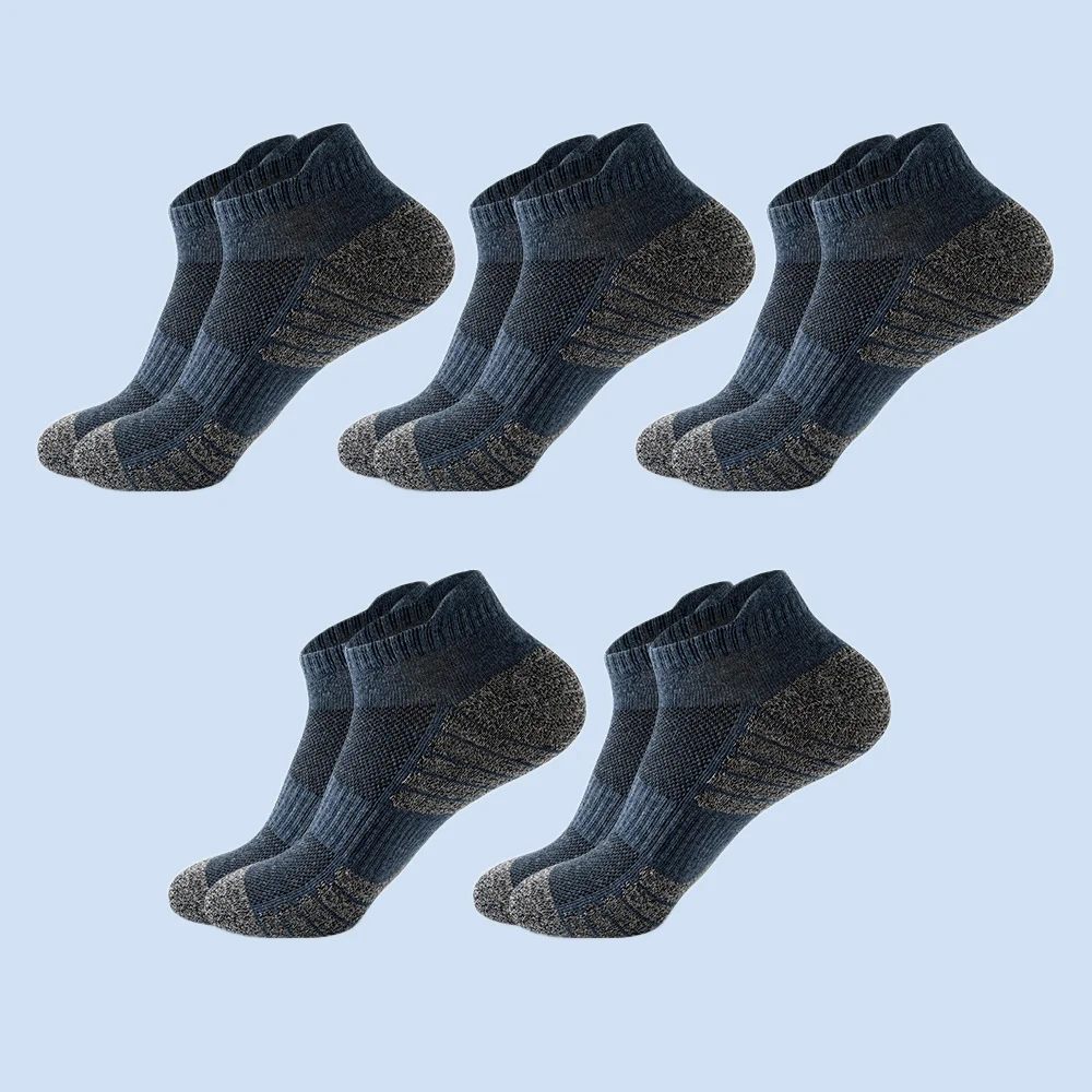 Chaussettes de sport en maille respirante absorbant la sueur pour hommes, chaussettes courtes en coton, document solide, mode 2024, 5 paires