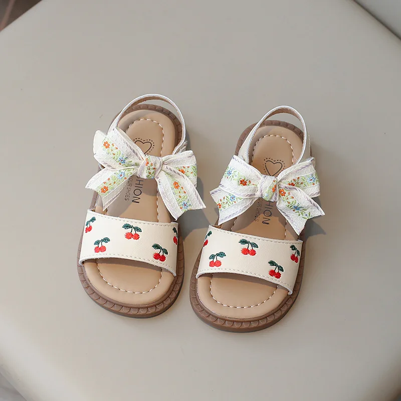 Girls' Sandals Open Toe Summer 2024 New Soft Soled Roman Beach Shoes for Children 6-12 Years Old