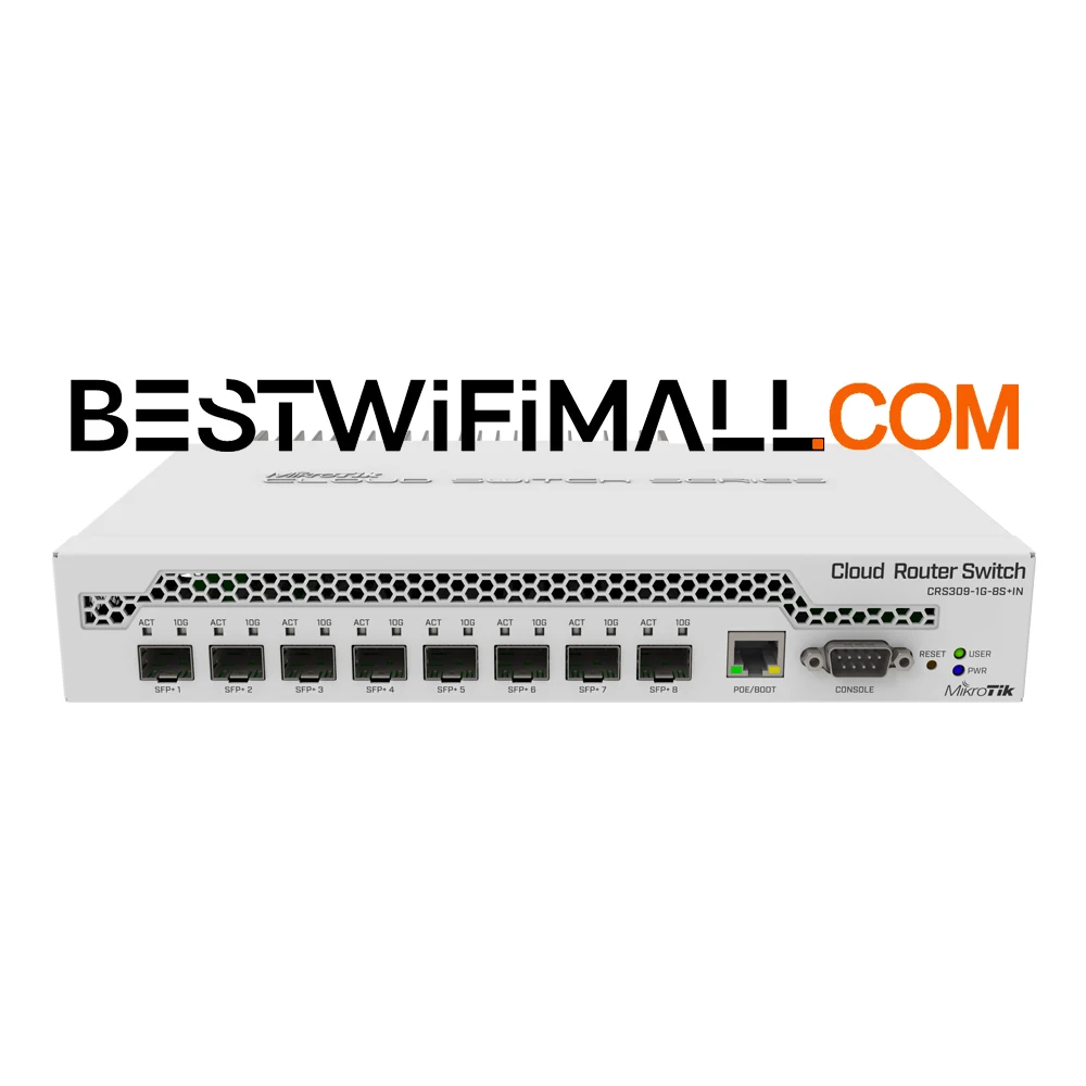 

MikroTik CRS309-1G-8S+IN Desktop Switch With 1xGigabit Ethernet Port And 8xSFP+10Gbps Ports, Switching Capacity Of 162Gbps