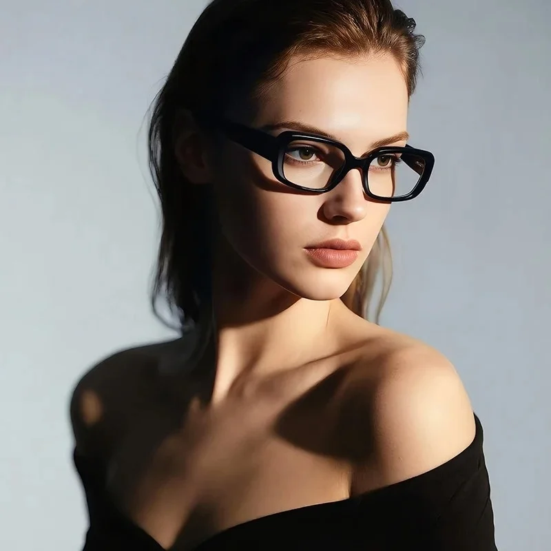 Women's Unique Minimalist Stylish TR90 Square Retro Reading Glasses Blue Light Protection Customizable Prescription