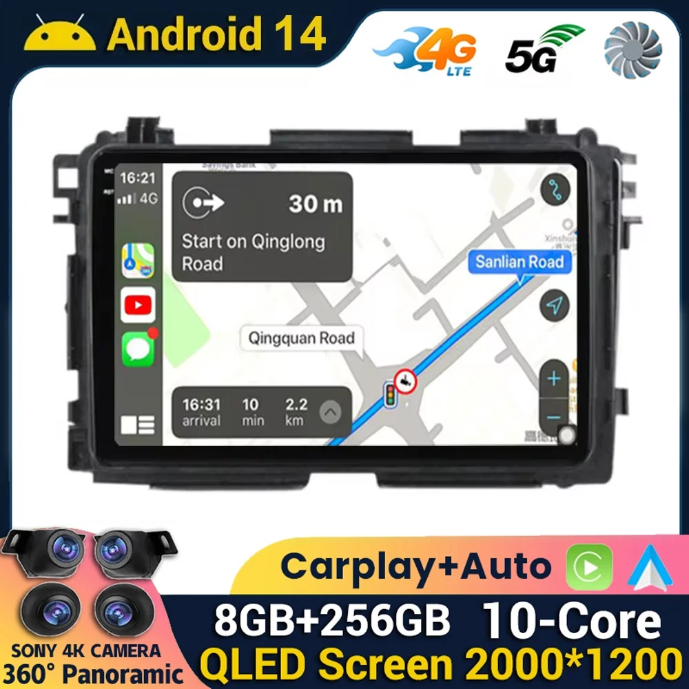 Android 14 Wireless Carplay&Auto For Honda Vezel HR - V HRV HR V XRV 2015-2020 Car Radio Multimedia Video Player Navigation GPS