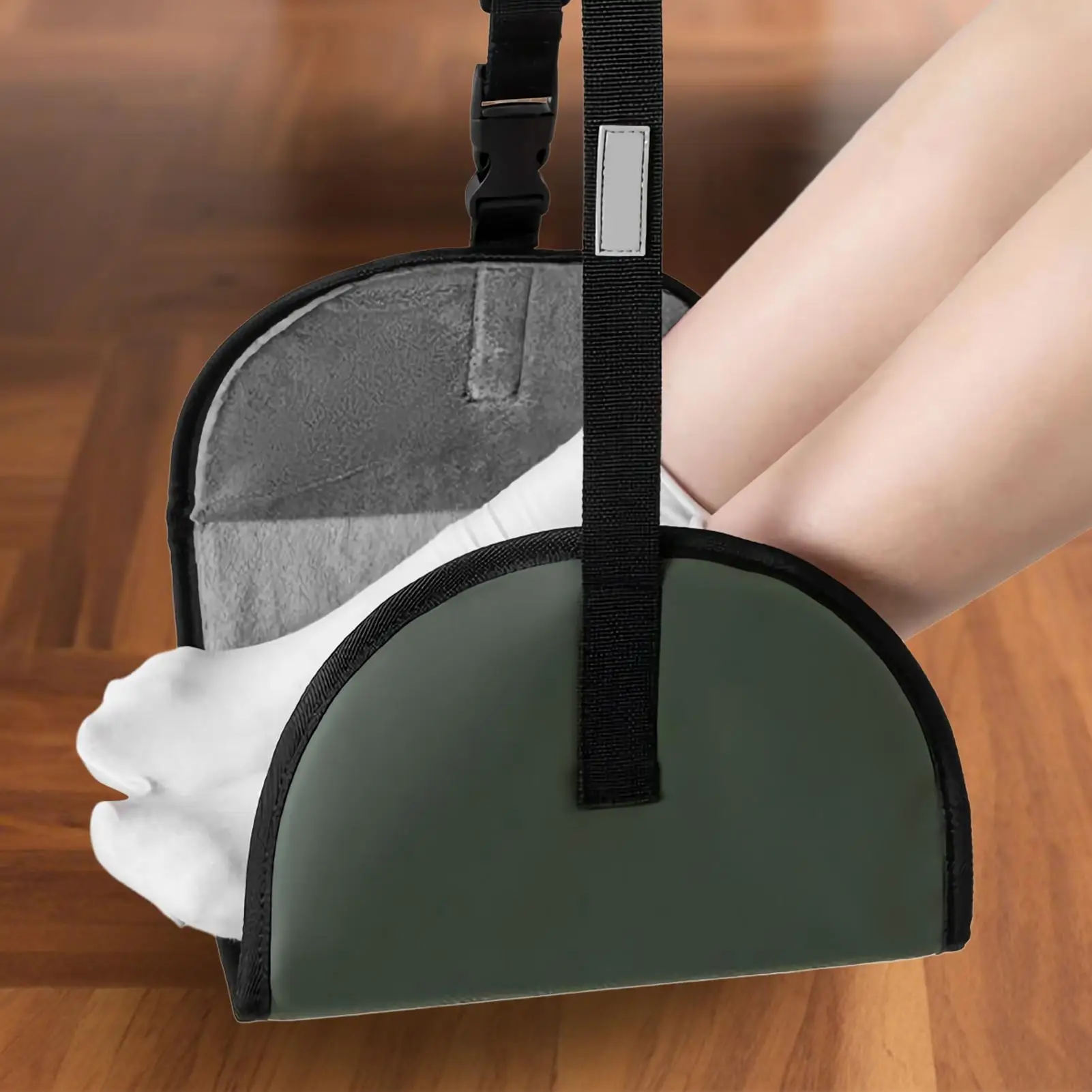 Hamaca para pies para viaje en avión, cabestrillo para pies de viaje largo con longitud ajustable, cómodo soporte para eslinga para piernas de aerolínea, escritorio imprescindible