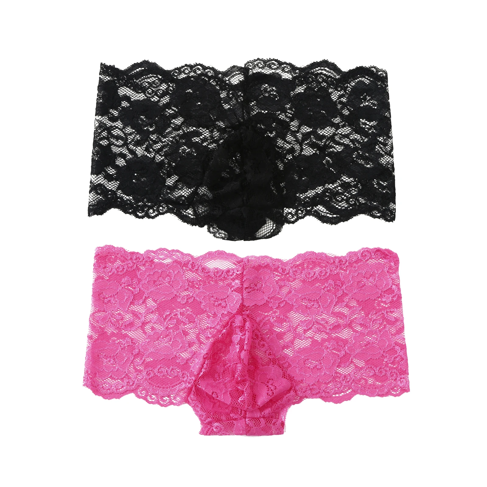 

2pcs Sissy Crossdressing Men's Sexy Lace Panties See Through Transparent Underwear Exotic Lingerie Mesh Boxer Breathable Hombre