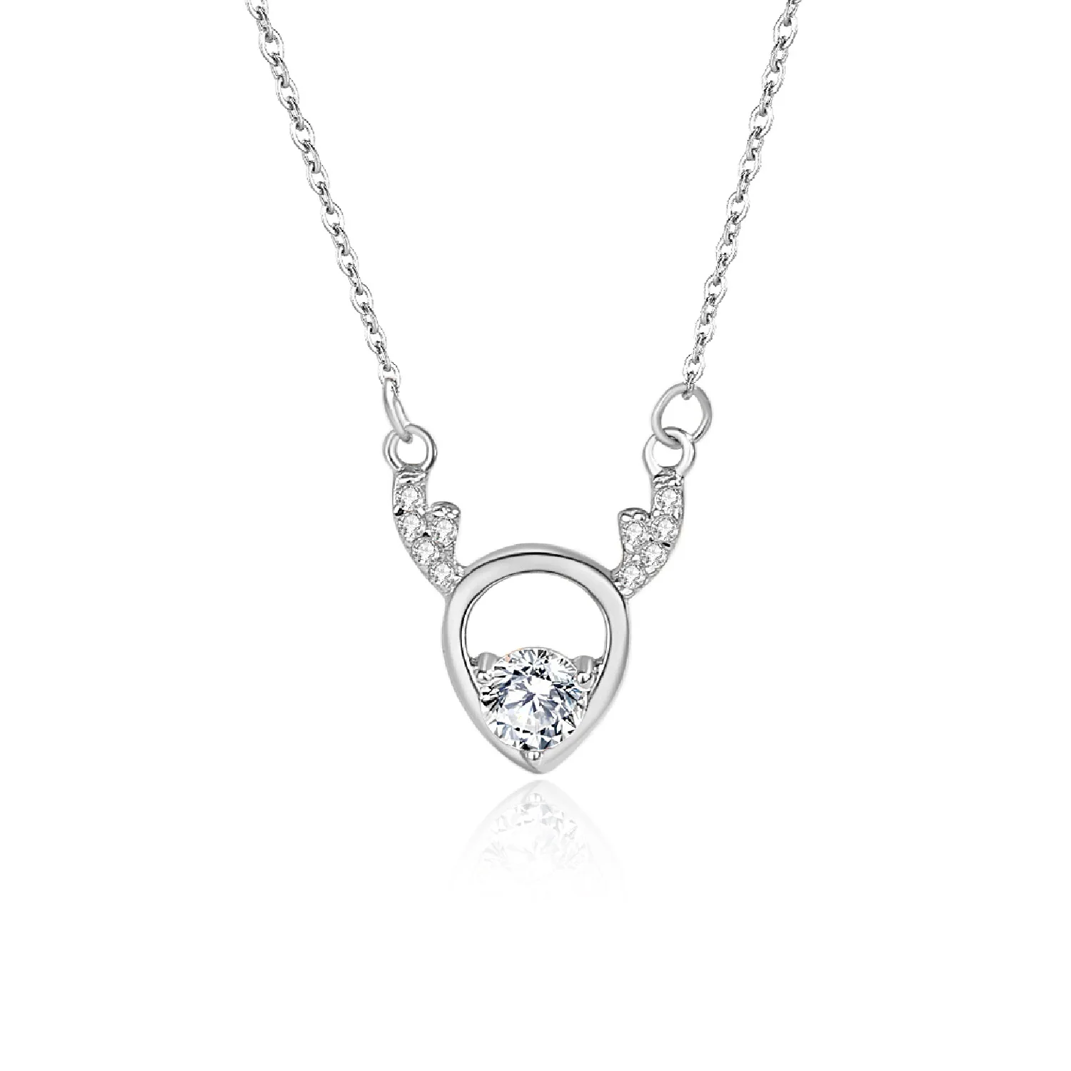 

Новый S925 серебряный кулон с рогами оленя, ожерелье, корейская версия, Рождественский подарок