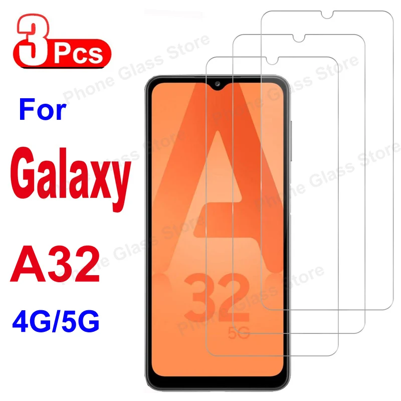 3Pcs Screen Protector Glass For Samsung Galaxy A32 5G 4G Tempered Glass Film HD Crystal Clear 9H High Aluminum Anti