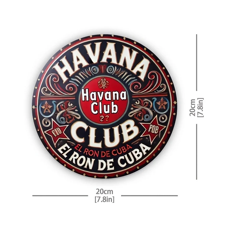 [JIT] قطعة واحدة (20*20 سم/ 8* 8 بوصة) نادي هافانا- لافتات ألومنيوم قديمة-لافتات زخرفية ولوحات- لافتة مثبتة على الحائط، ديكو متعدد الاستخدامات