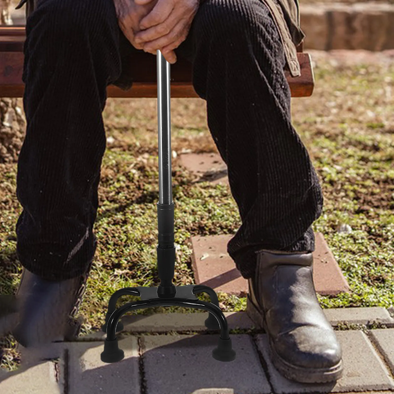 

Adjustable Telescopic Walking Cane 4 Pronged Lightweight Stainless Steel Foldable Cane For Seniors Stability Outdoor