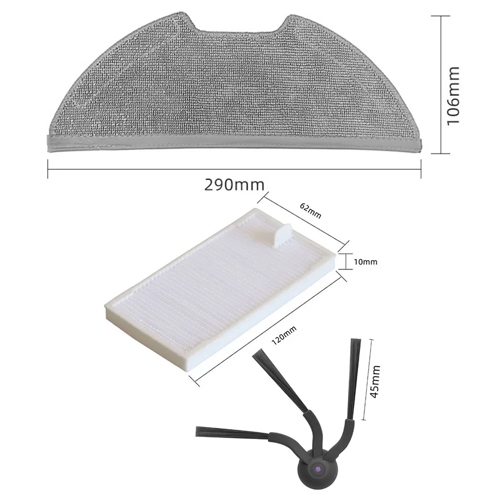 Main Side Brush Filter Mop Cloth Kit For Eureka E20 For Evo Plus Robot Vacuum Cleaner For Deep Floor Cleaning