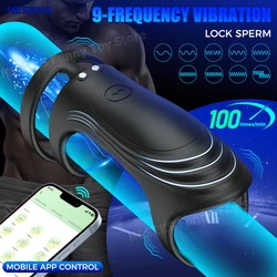 HESEKS Vibrating Cock Ring Wearable Vibrator APP Control Silicone Stretchy Penis 3 Rings for G spot Stimulator Sex Toys for Men