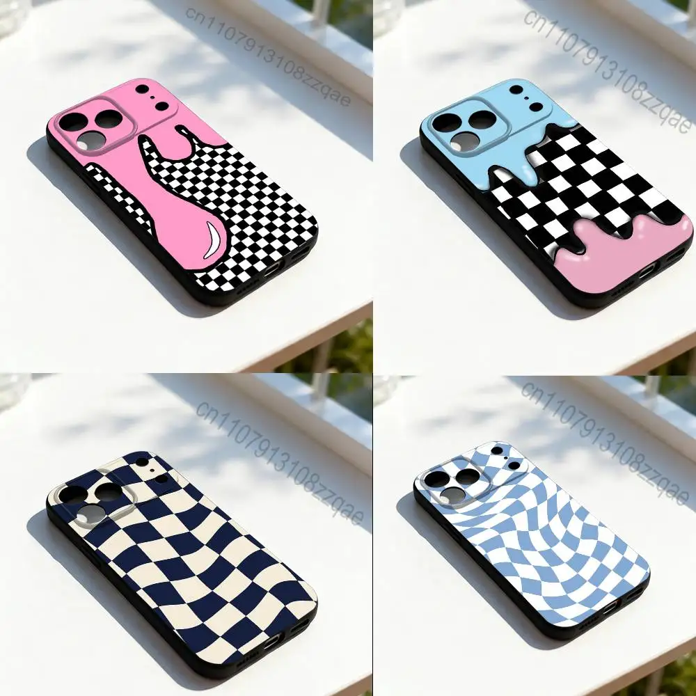 

checkerboard chess board For iPhone 17,16,15,14,13,12,11,Pro,Max,Plus,E,SE4,Air,Mini Black Soft Cover Phone Case