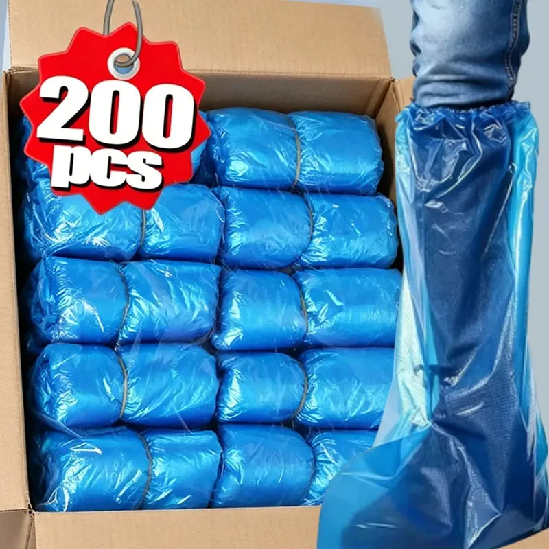 200pcs Waterproof Oil Proof Long Disposable Shoe Covers Thick Non Slip for Laboratory Animal Farming Rafting Wear Resistant
