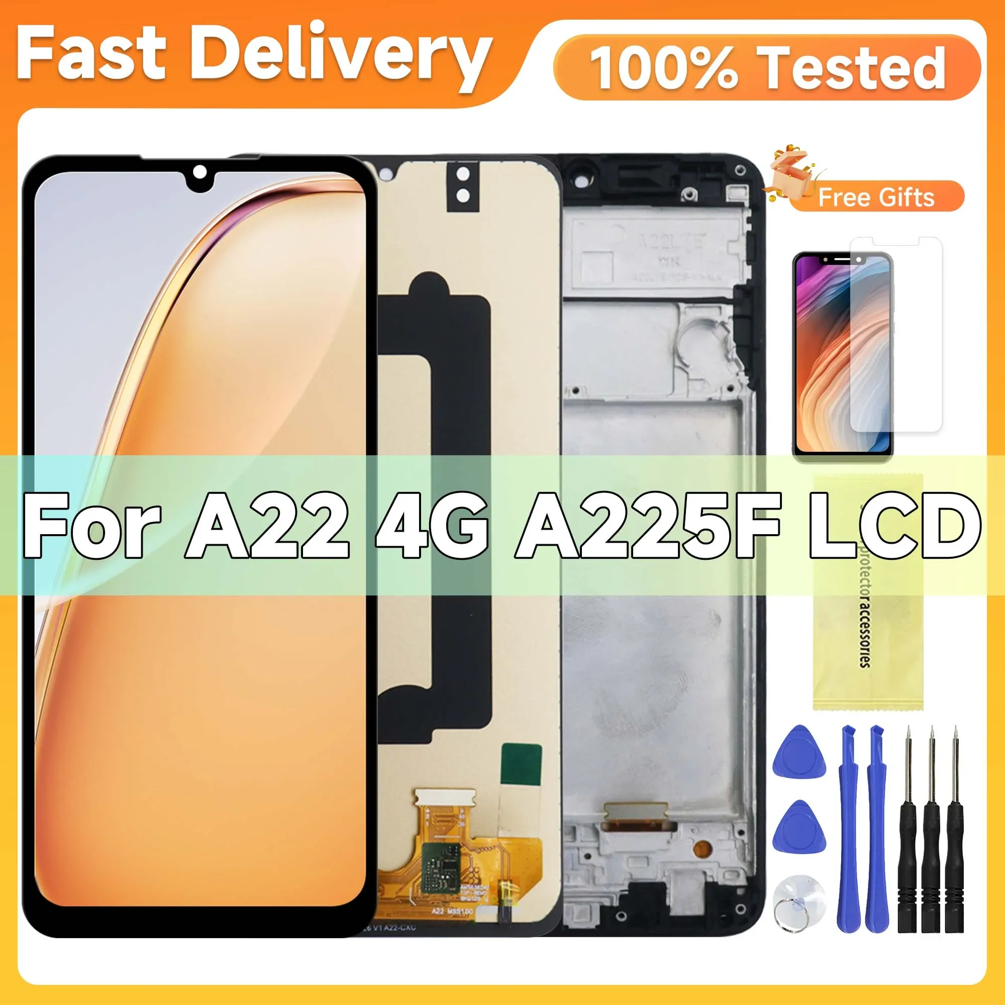 

For AMOLED For Samsung A22 4G A225 SM-A225F SM-A225F/DS LCD Display Touch Screen Digitizer Assembly For Samsung A22 4G