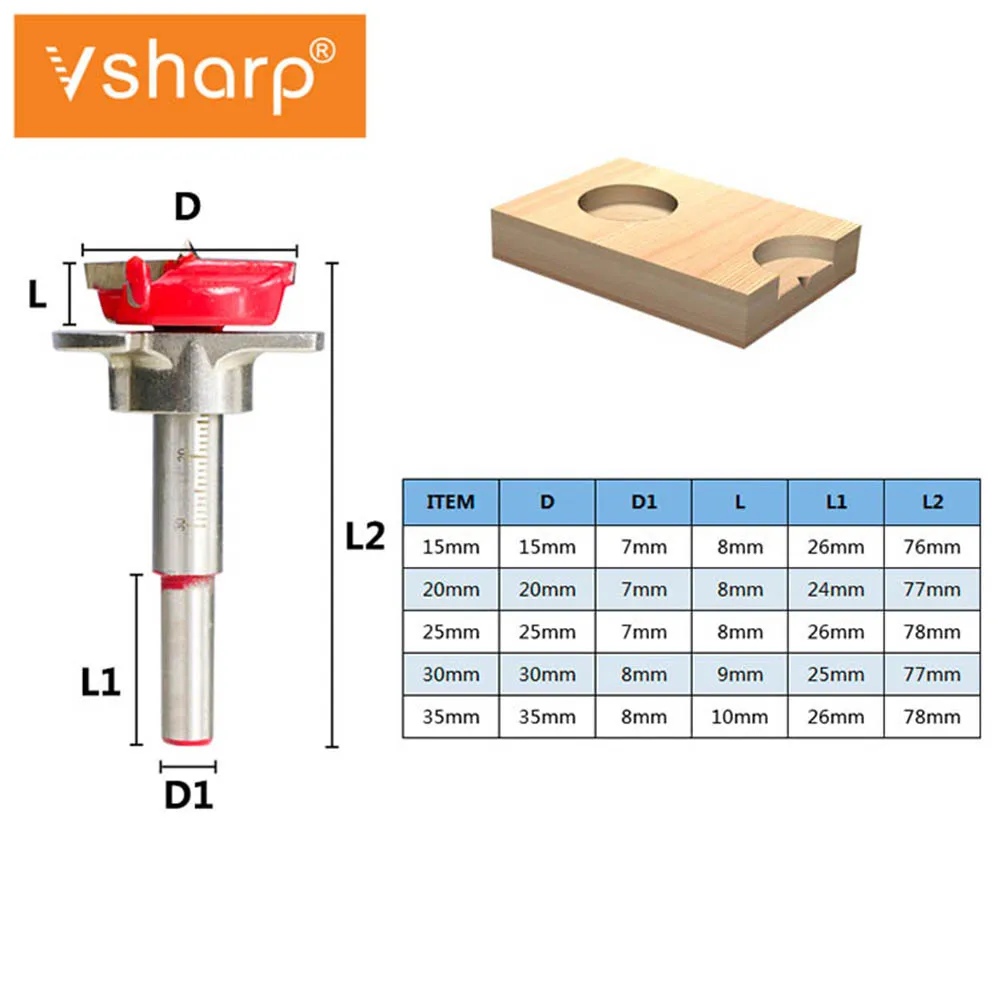 Hinge Hole Opener Boring Forstner Drill Bit Tipped Drilling Woodworking Cutter Positioning Woodworking Hole Saw for Power Tools