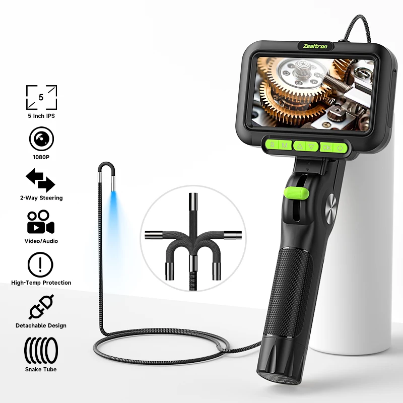 3.9MM Lens 2-Way Articulating Endoscope 5’’ Screen 360° 180° Joystick Two Way Steering Rotation Camera Car Inspection Borescope